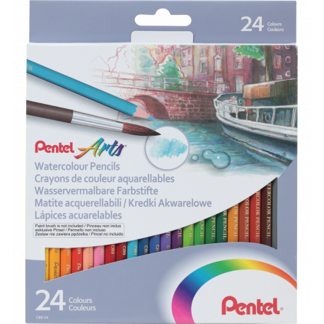 Kredki akwarelowe Pentel, 24 kolory, kredki do tworzenia wodnych obrazów