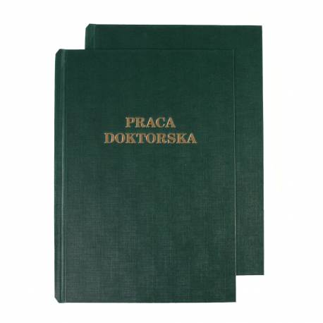 Okładka twarda z napisem, O.HARD COVER 304 x 212 mm (A4+ pionowa) "Praca Doktorska", zielony, 10 par