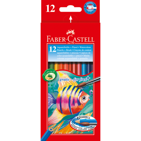 Kredki akwarelowe, Faber Castell RYBKA, sześciokątne, 12 kolorów