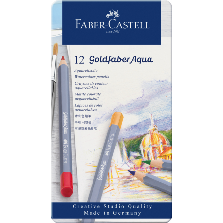 Kredki akwarelowe, miękkie, Faber Castell GOLDFABER aqua, 12 kolorów