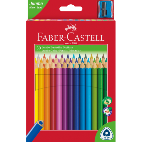 Kredki Faber Castell, Jumbo Grip, trójkątne ołówkowe, 30 kolorów