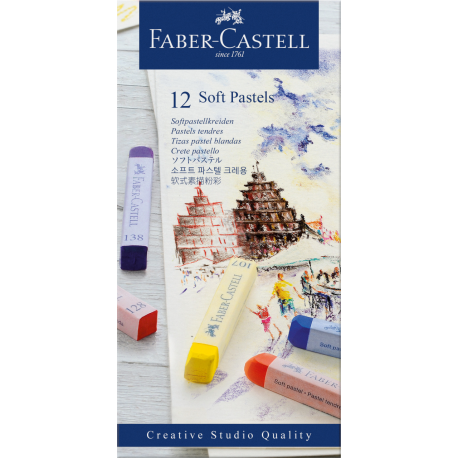 Pastele suche w kredce, łatwe do rozcierania 12 szt, Faber Castell