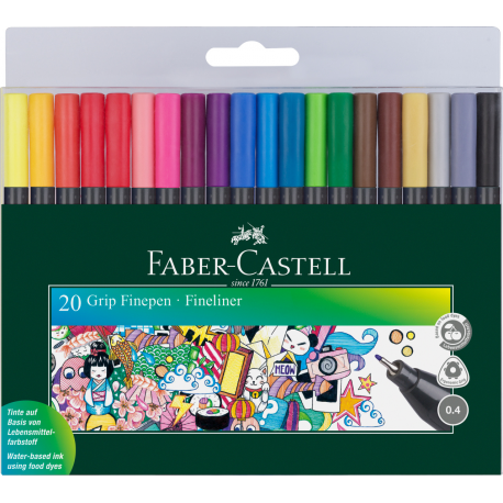 Cienkopisy kolorowe, Faber Castell grip kpl. 12 kol. w etui