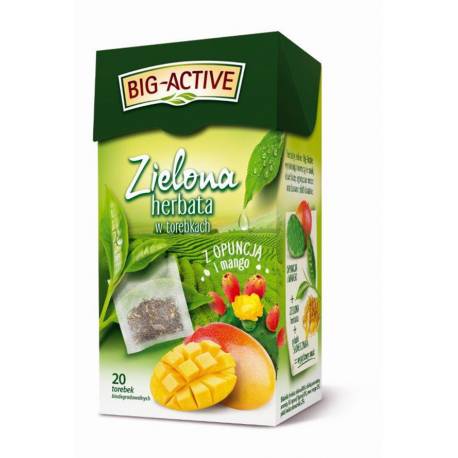 Big Active, zielona herbata, opuncja i mango, 20 torebek