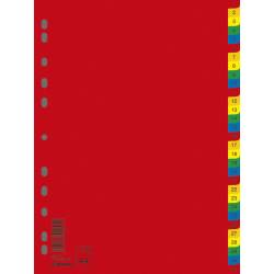 Przekładki plastikowe, Donau, PP, A4, 230x297mm, 1-31, 31 kart, kolorowe