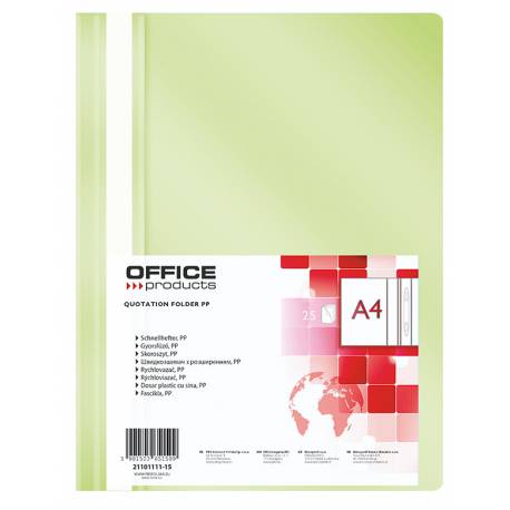Skoroszyt Office, plastikowy, miękki, na dokumenty A4, jasnozielony