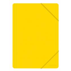 Teczka plastikowa, teczka z gumką, OfficeP, A4, skrzydłowa, żółta