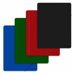 Teczka plastikowa, teczka z gumką, OfficeP, A4, skrzydłowa, mix kolorów