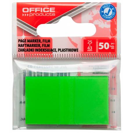 Zakładki indeksujące, karteczki do zaznaczania OfficeP, PP, 25x43mm, 1x50 kart, zielone