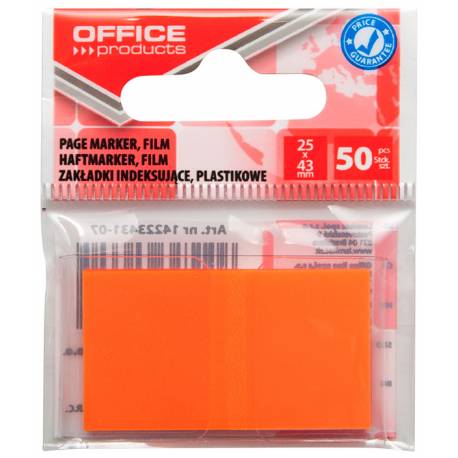 Zakładki indeksujące, karteczki do zaznaczania OfficeP, PP, 25x43mm, 1x50 kart, pomarańczowe