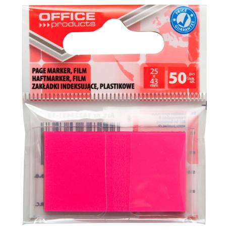 Zakładki indeksujące, karteczki do zaznaczania OfficeP, PP, 25x43mm, 1x50 kart, różowe