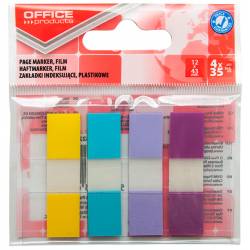 Zakładki indeksujące, samoprzylepne OfficeP, PP, 12x43mm, 4x35 kart, mix kolorów pastel