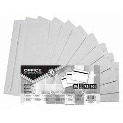 Koperty samoklejące OfficeP, SK, DL, 110x220mm, 75gsm, 10szt, białe