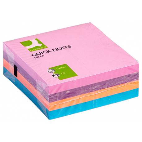 Karteczki samoprzylepne, kostka Q-Connect, 76x76mm, 4x80 kart, mix kolorów
