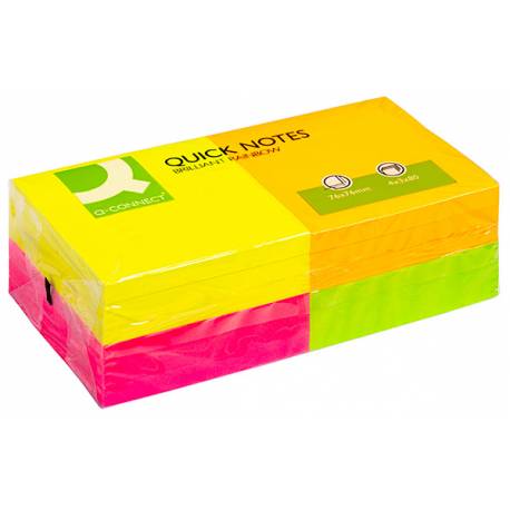 Karteczki samoprzylepne, Q-Connect Rainbow, 76x76mm, 4x3x80k, neon, mix kolorów