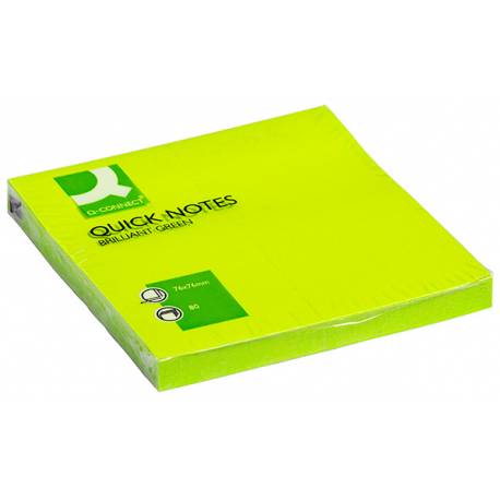 Karteczki samoprzylepne, Q-Connect Brilliant, 76x76mm, 75k, zielony