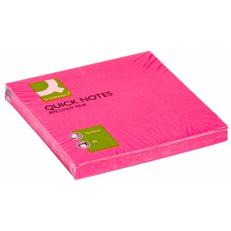 Karteczki samoprzylepne, Q-Connect Brilliant, 76x76mm, 75k, różowy