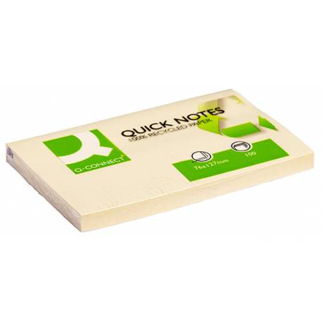 Karteczki samoprzylepne, Q-Connect 100% Recycled, 127x76mm, 100k, żółty