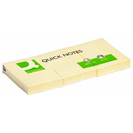 Karteczki samoprzylepne, Q-Connect, 38x51mm, 3x100k, jasnożółty