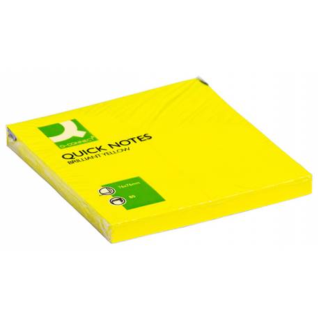 Karteczki samoprzylepne, Q-Connect Brilliant, 76x76mm, 75k, żółty