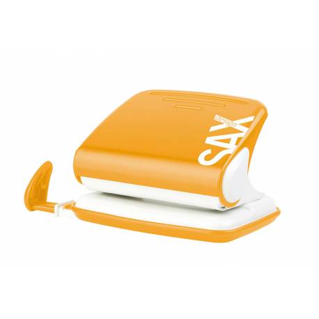 Dziurkacz biurowy, SAX Design 318, dziurkuje do 15 kartek papieru, pomarańcz