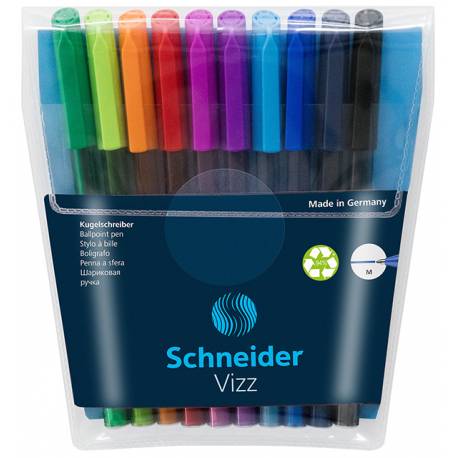 Długopis Schneider VIZZ, M, 10szt, w etui, mix kolorów