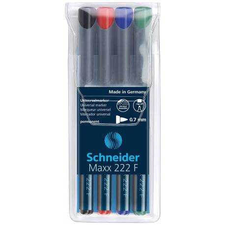 Zestaw markerów Schneider Maxx 224, F, 0,7 mm, 4 szt, miks kolorów