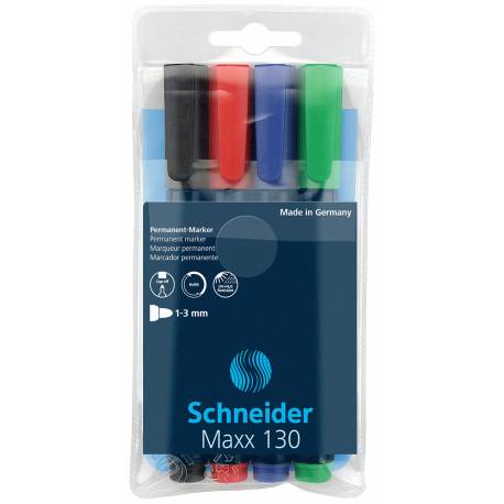 Zestaw markerów Schneider Maxx 130, 1-3 mm, 4 szt, miks kolorów