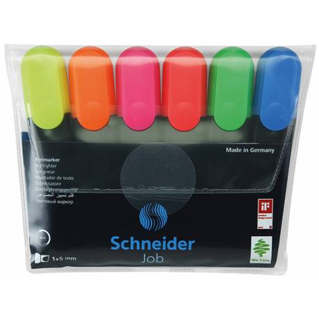Zestaw zakreślaczy Schneider Job, 1-5 mm, 6 szt, miks kolorów