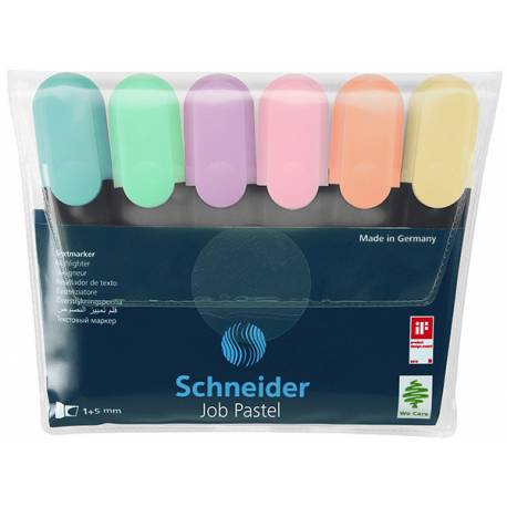 Zestaw zakreślaczy Schneider Job Pastel, 1-5 mm, 6 szt, mix kolorów
