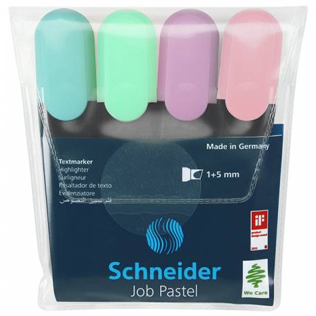 Zestaw zakreślaczy Schneider Job Pastel, 1-5 mm, 4 szt, mix kolorów