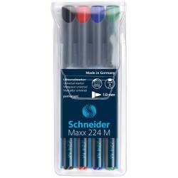 Zestaw markerów Schneider Maxx 224, M, 1 mm, 4 szt, miks kolorów