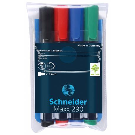 Zestaw markerów do tablic Schneider Maxx 290, 2-3 mm, 4 szt, miks kolo