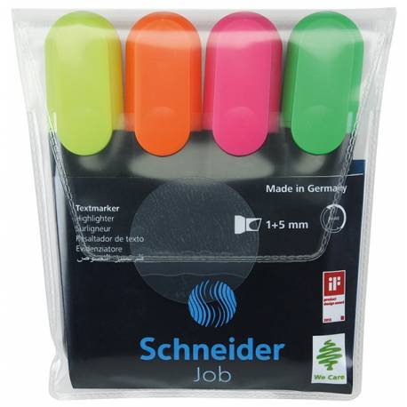 Zestaw zakreślaczy Schneider Job, 1-5 mm, 4 szt, miks kolorów