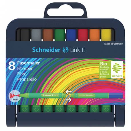 Flamaster Schneider Link-It, 1,0mm, stojak - podstawka, 8szt. mix kolorów