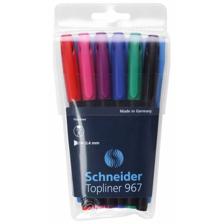 Zestaw cienkopisów Schneider Topliner 967, 0, 4 mm, 6 szt, miks kolor