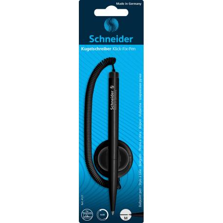 Długopis Klick-Fix-Pen Schneider, na sprężynce, samoprzylepny, M, czarny