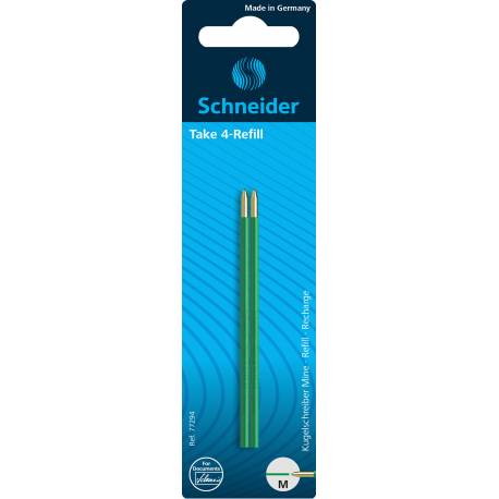 Wkład do długopisów Schneider TAKE 4, M, 2szt, zielony