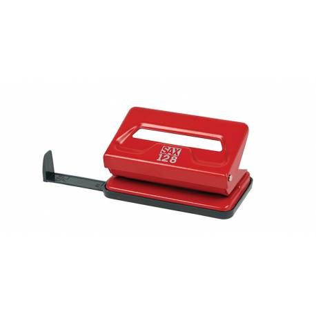 Dziurkacz biurowy, SAX128S, dziurkuje do 12 kartek papieru, czerwony