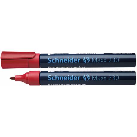 Marker permanentny, pisak Schneider Maxx 230, okrągły, 1-3 mm, czerwony