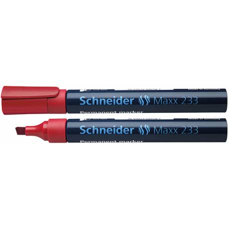 Marker permanentny, pisak Schneider Maxx 233, ścięty, 1-5 mm, czerwony