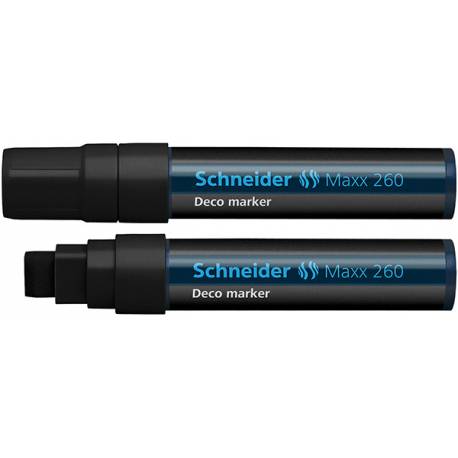 Marker kredowy, do pisania po szkle, Schneider Maxx 260, ścięta, czarny