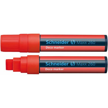 Marker kredowy, do pisania po szkle, Schneider Maxx 260, ścięta, czerwony