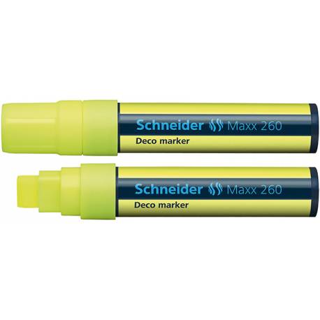 Marker kredowy, do pisania po szkle, Schneider Maxx 260, ścięta, żółty