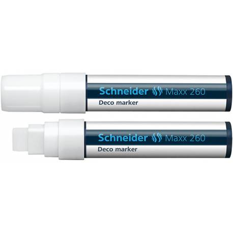 Marker kredowy, do pisania po szkle, Schneider Maxx 260, ścięta, biały