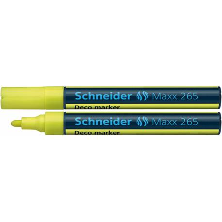 Marker kredowy, do pisania po szkle, Schneider Maxx 265, okrągła, żółty
