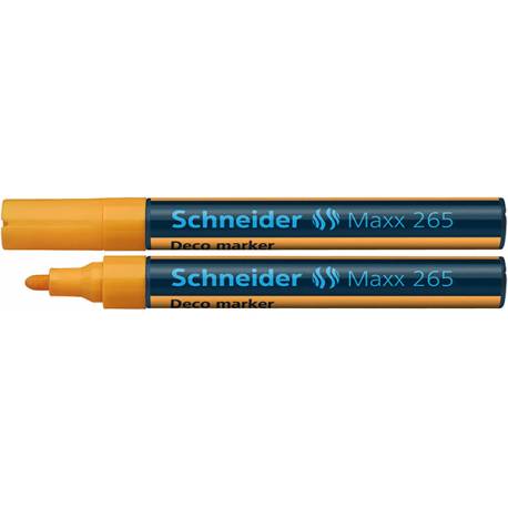 Marker kredowy, do pisania po szkle, Schneider Maxx 265, okrągła, pomarańcz