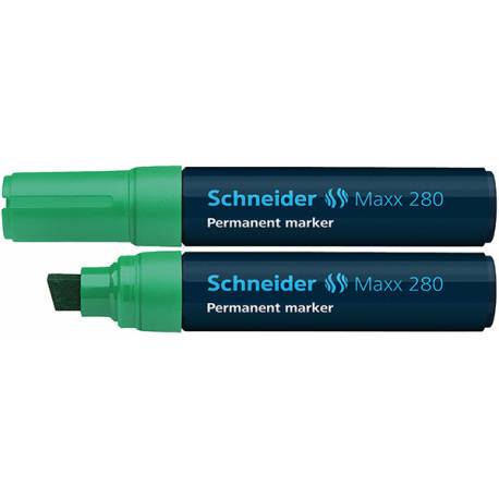 Marker permanentny, pisak Schneider Maxx 280 Alu, ścięta 4-12 mm, zielony