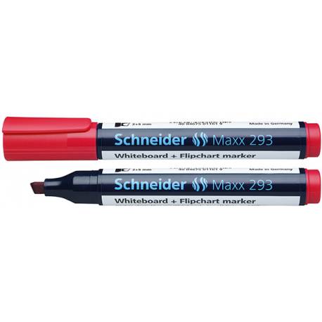Marker suchościeralny, pisak do tablicy i papieru, Schneider 293, ścięta czerwony