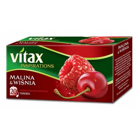 VITAX INSPIRATIONS, herbata owocowa, Malina & Wiśnia, 20 torebek